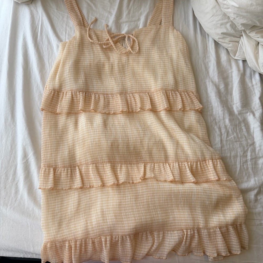 Sadie & Sage Cream Peach Ruffle Sundress